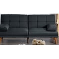 thumbnail image 6 of Living Room Sectional Convertible Bed Chaise Sofa Black Polyfiber Adjustable Couch Tufted Back Cushions, 6 of 9