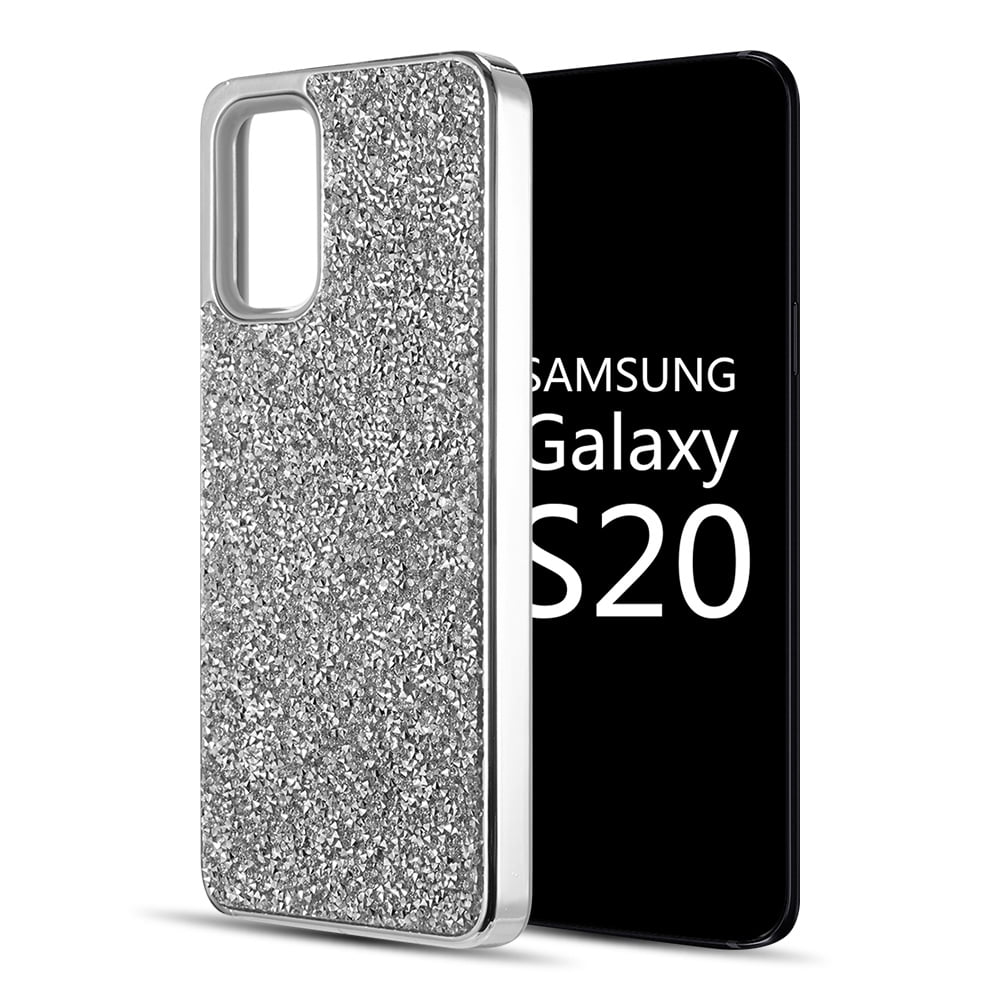 SAMSUNG GALAXY S20(6.2) DIAMOND PLATINUM COLLECTION HYBRID BUMPER CASE WITH ELECTROPLATED FRAME - SILVER