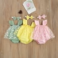 thumbnail image 4 of Douhoow 0-18M Infant Girl Flower Rompers Summer Baby Lace Ruffles Tutu Jumpsuit Sleeveless Playsuit, 4 of 9