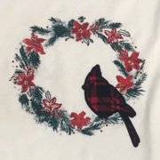 Womens White & Red Cardinal Wreath Long Christmas Holiday T-Shirt Tee Shirt 2X