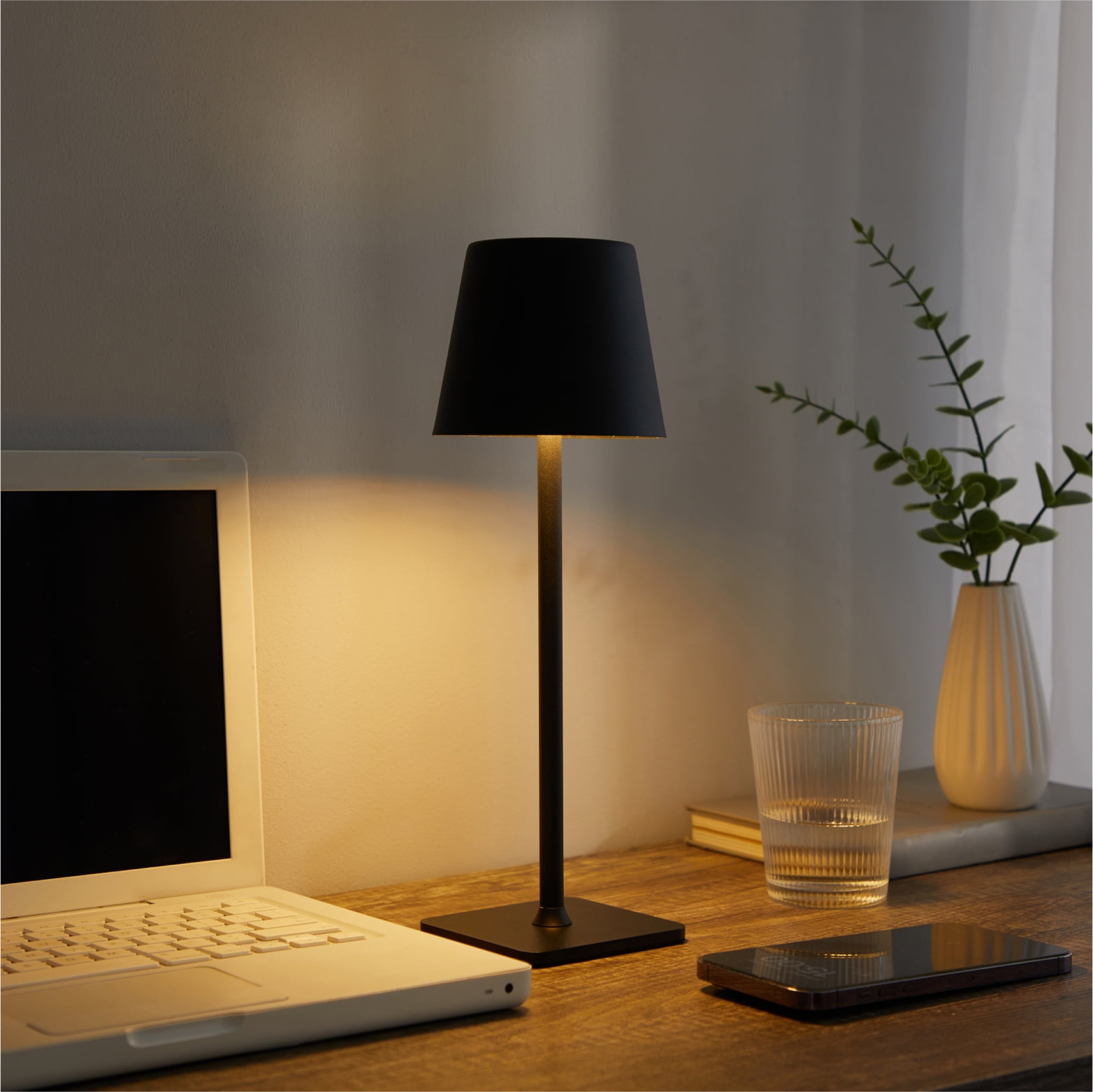 (2 pack) Mainstays 13" Indoor/Outdoor LED Rechargeable Stick Lamp, Black