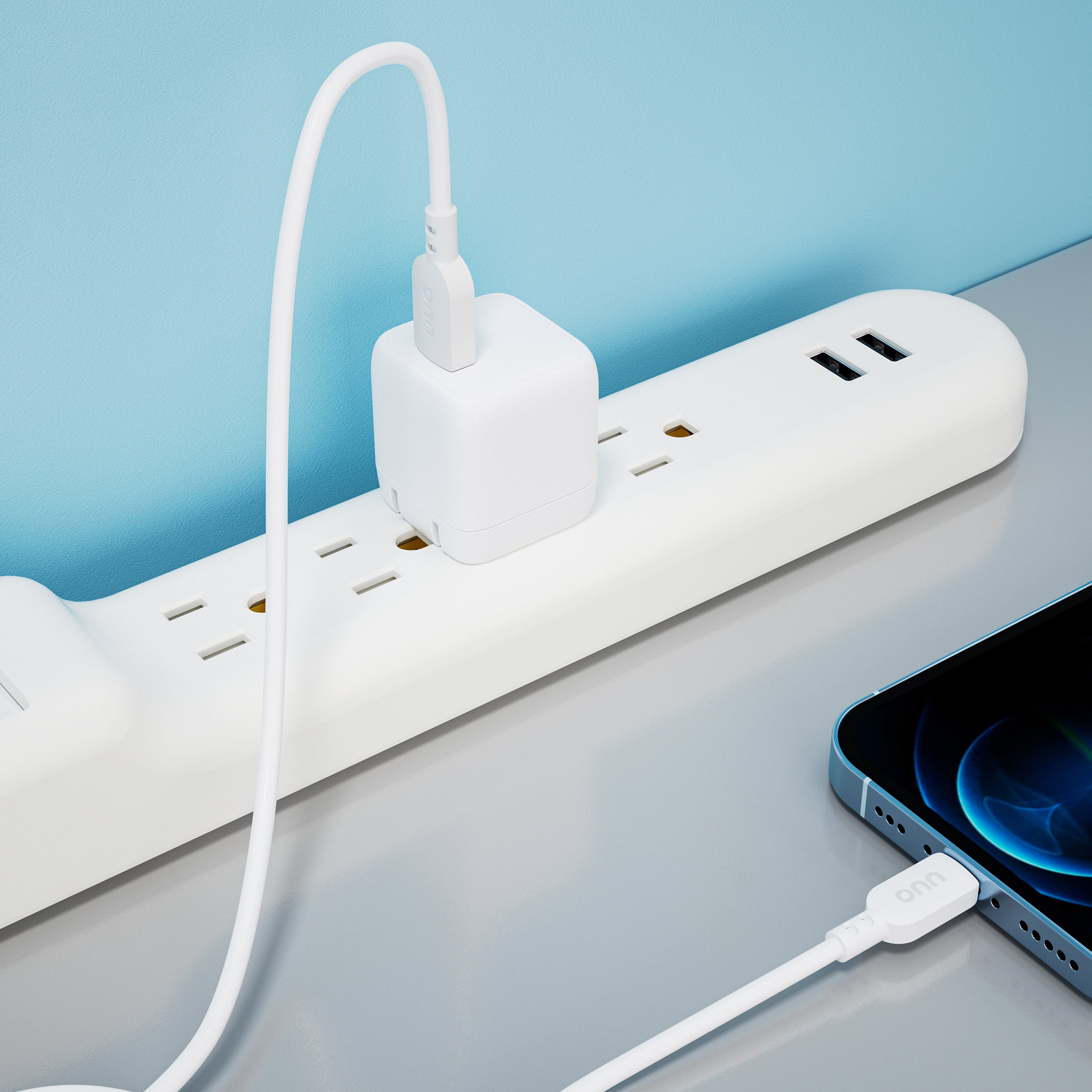 (5 pack) onn 20W Single USB-C Port Wall Charger with 3ft Lighting to C Cable, Fast Charging, MFI & USB-IF Certified, Foldable Plug, White