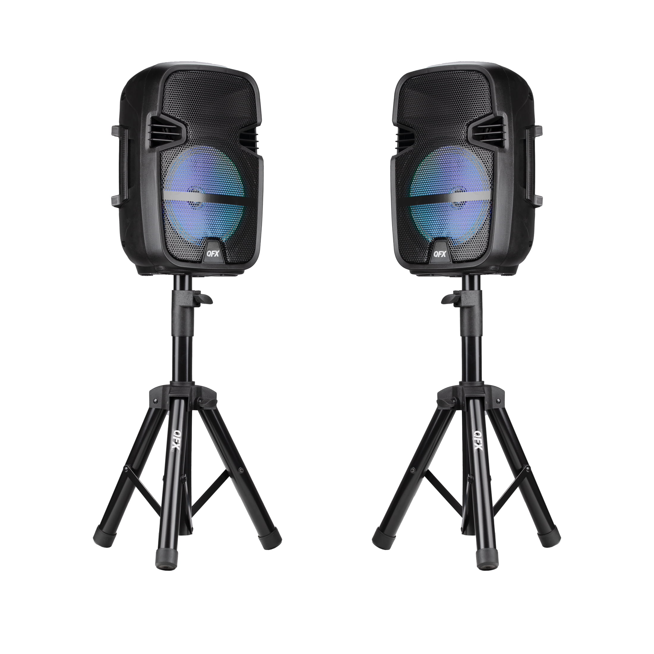 cel Booth ontgrendelen QFX Twin Wireless Bluetooth Speakers, 8-inch Tall, Includes 2 Stands and 2  Microphones, Black - Walmart.com