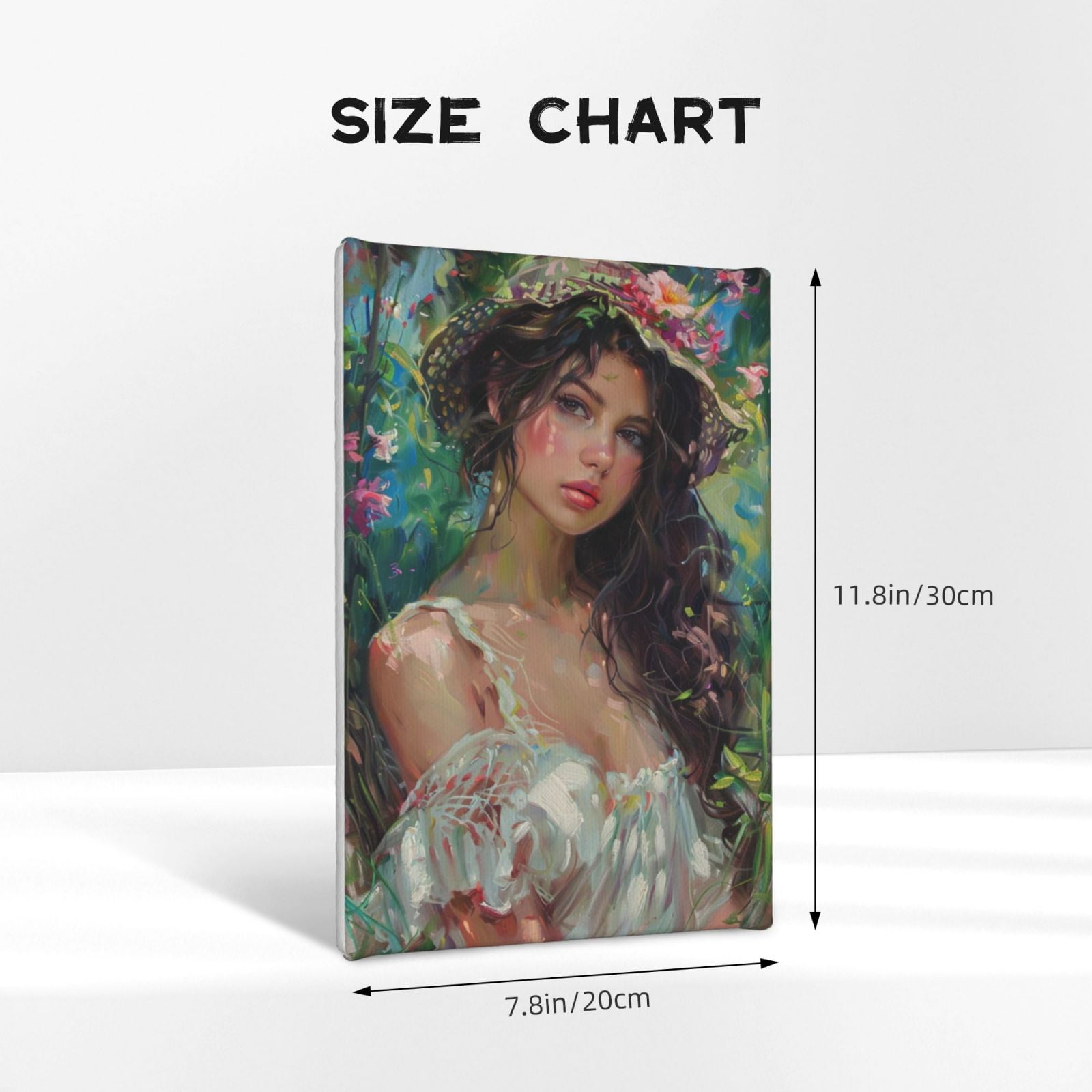 8x12 inch Canvas Picture Flower Hat Woman,Home Bedroom,Garden,Lounge Wall Art Decor Poster Canvas,Vintage Flower Hat Woman Art Painting Prints,Gift For Lovers,Bedroom,Woman & Man Cave,Garden