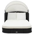 thumbnail image 2 of vidaXL Sun Lounger with Canopy Poly Rattan Black, 2 of 5