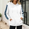 thumbnail image 2 of Qiggri Women's Oversized Embroidered Hoodies 2026 Sweatshirts Long Sleeve Pullover with Kangaroo Pocket Stripe Side Patchwork Tops Casual Fall Winter Outfits S, 2 of 8