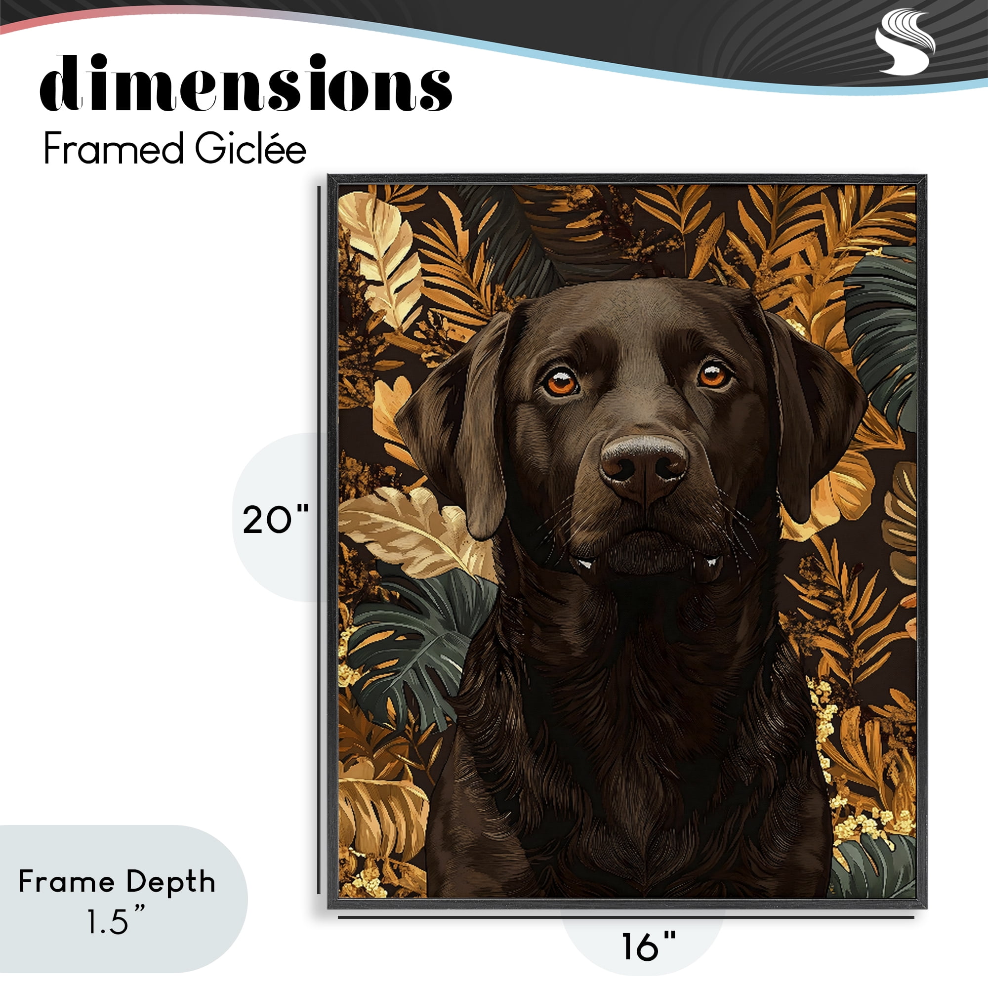 Stupell Industries Labrador with Golden Leaves Black Framed Giclee Art, design by Creative Studio