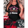 thumbnail image 1 of 1pc Women'S Casual Crew Neck T-Shirt with Coffee Bean Graphic Print, Geometric Pattern, Polyester 95% Spandex 5%, Medium Stretch, All-Season Fashion Top, 1 of 6