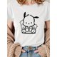 thumbnail image 1 of Women's Pacha Dog Sitting Pattern Summer Casual Round Neck Short T-Shirt, 1 of 7