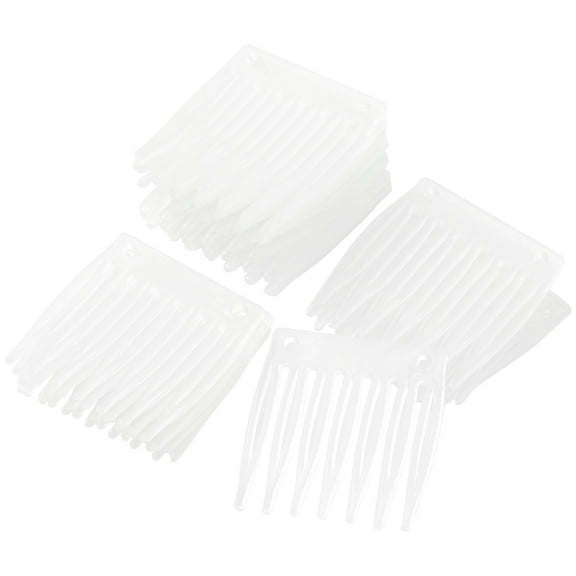 Unique Bargains Women Plastic 7 Teeth Hair Comb Clip Hairdressing DIY Accessories Clear 20Pcs