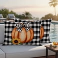 thumbnail image 4 of Thanksgiving Pumpkins Fall Outdoor Waterproof Pillow Covers, Black Plaid Sunflower Decorative Rectangle Throw Pillowcase Sofa Cushion Sham for Patio/Couch/Chair, 20"x12" 2 Pack, 4 of 8