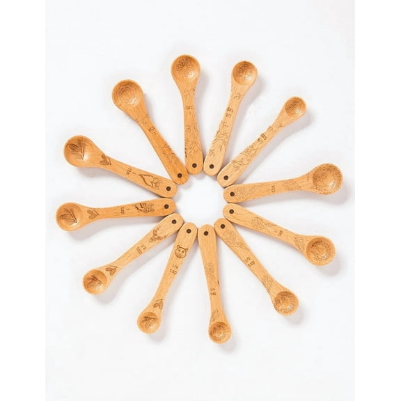 Bird Themed Etched Beechwood Measuring Spoons, Set of 4