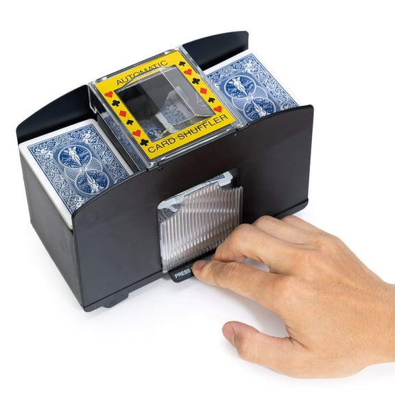WYZworks – 4 Deck Casino Automatic Card Shuffler - Shuffler for Cards Shuffling (1-4 Deck) - Battery Operated – Electric Card Mixer for Family, Party Poker/Blackjack/Home Card Games – Black