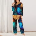 thumbnail image 2 of Picia Vibrant Rainbow Butterfly A Pattern Women’s Long-Sleeve Sleepwear Set - Soft 2-Piece Loungewear with Pockets, Comfy PJs for Relaxing Nights-Large, 2 of 7
