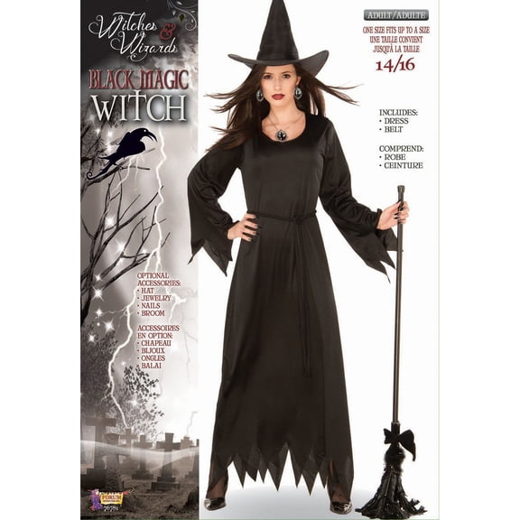 RUBIES II Black Magic Witch Fancy-Dress Costumes for Adults with Dress and Belt, Adult Size M