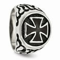 thumbnail image 5 of White Stainless Steel Ring Band Men's Polished Antiqued and Black IP-plated, 5 of 7