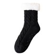 thumbnail image 3 of Fabrcox Womens Fuzzy House Slipper Socks, Thick Plush Brushed Edge, Non Skid Grips Fluffy Winter Indoor Socks, Warm Loungewear Socks for Sleeping at Home (Black), 3 of 4