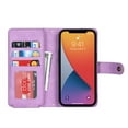 thumbnail image 7 of ELEHOLD Luxury Wallet Case for iPhone 12 Pro /iPhone 12 (6.1") Card Slots Zipper Purse Stand Function with Crossbody Strap Wrist Strap PU Leather Shockproof Case for iPhone 12 Pro / 12,Lightpurple, 7 of 7