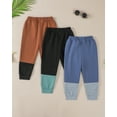 thumbnail image 4 of Infant Boys Clothes 3 Pack Baby Boy Pants 3 6 12 18 24 Months Toddler Boy Sweatpants Color-blocked 2T 3T Infant Boys Pants Brown Black Blue, 4 of 7