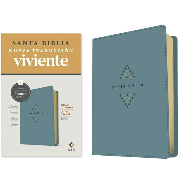 Biblia Ultrafina Ntv, Letra Grande Con Filament (Sentipiel, Azul Sereno, Letra Roja), (Hardcover)