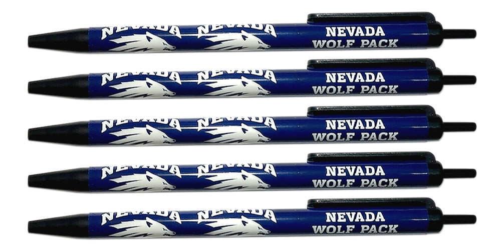 Black Ink NCAA Nevada Wolf Pack 5 Pack Click Pens 