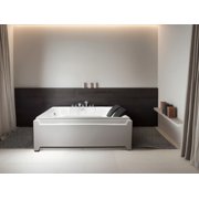 73 x 48 Whirlpool Bathtub for 2-Person with 8 Hydro Massage Jets & Chromatherapy LED Lights, 1HP UL Certified Pump, 3-Sided Apron Acrylic Soaking Tub, Left Drain, 110 Gallons, White