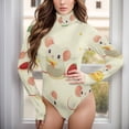 thumbnail image 5 of Cheese Mice Strawberries Women's Bodysuit Jumpsuit Mock Turtle Neck Long Sleeve TopsOne Piece Leotards Shirt Yoga Outfits, 5 of 8
