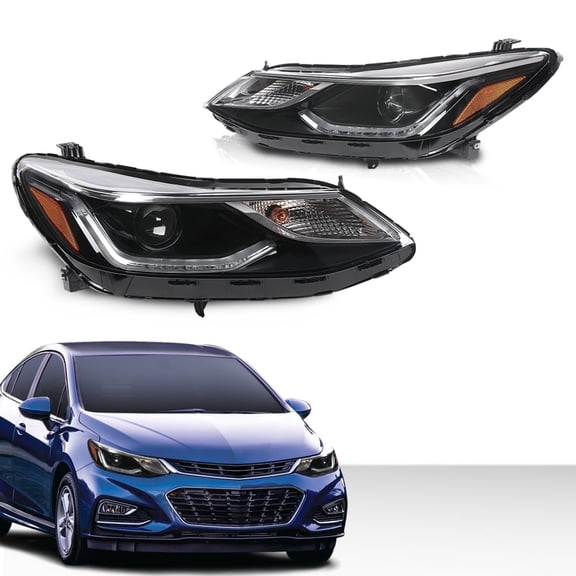 Headlight Headlamps Left and Right Side Fit for Chevy Cruze 2016-2019 White 42680785, 42680786, 84106695, 84156516