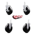 thumbnail image 2 of 4 Inch Hard Rubber Wheel Swivel 7/8 Inch Square Stem Caster Set 2 Brakes SCC, 2 of 2