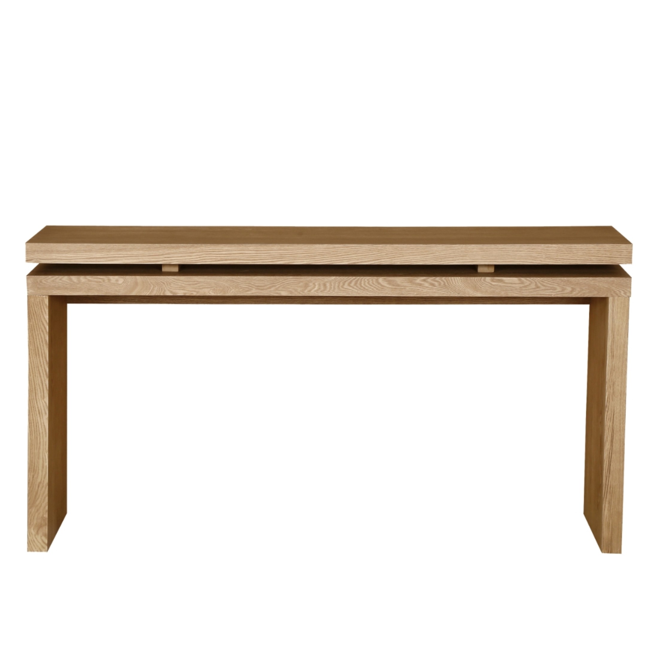 Noble House Farmhouse Console Table, Retro Antique Brown Entryway Table with Double Board Suspension Design, Solid Wood Sofa Table for Living Room, Antique brown