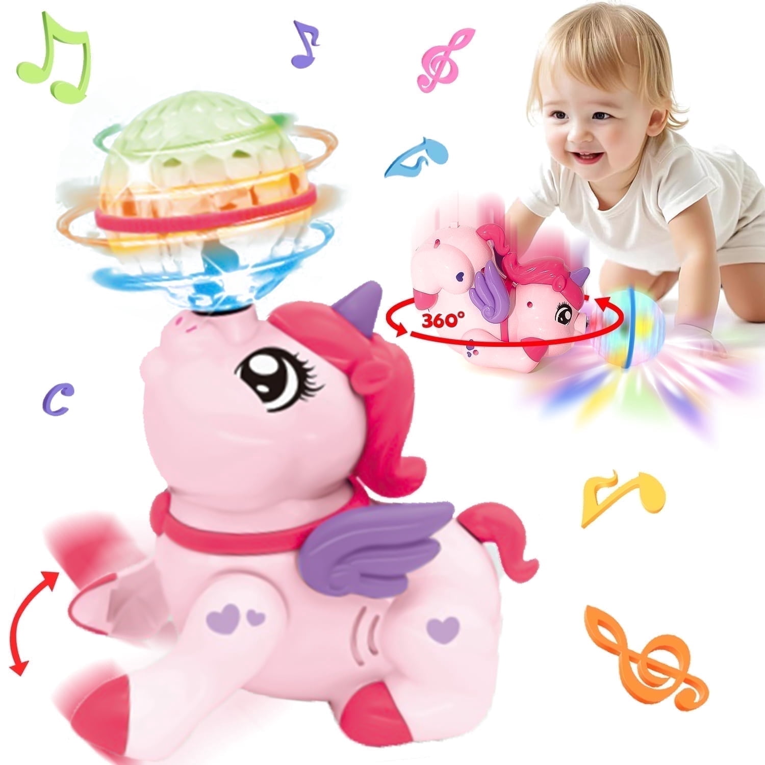Baby Toys 6-12 Months, Interactive Crawling Toys with Music & Lights, Early Development Baby Toys for 12-24 Months, 1st First Birthday Gifts Toys for 1 2 3 Year Old Girls Boys