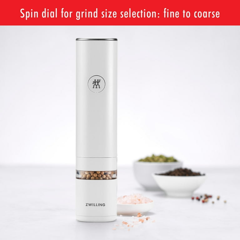 Tower Electric Duo Salt & Pepper Mill Battery Adjustable Ceramic Grinder -  White