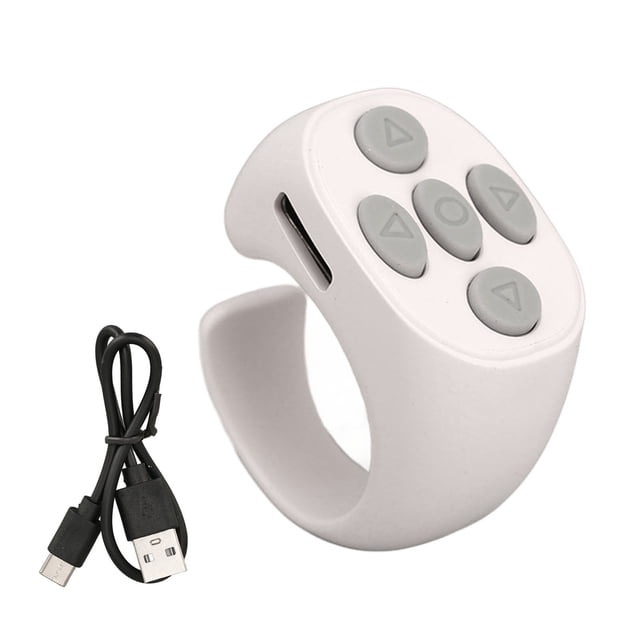 Controlador de anillo inteligente Bluetooth 5.3 con control remoto inalámbrico para pasar páginas de libros electrónicos Tik Tok, color blanco