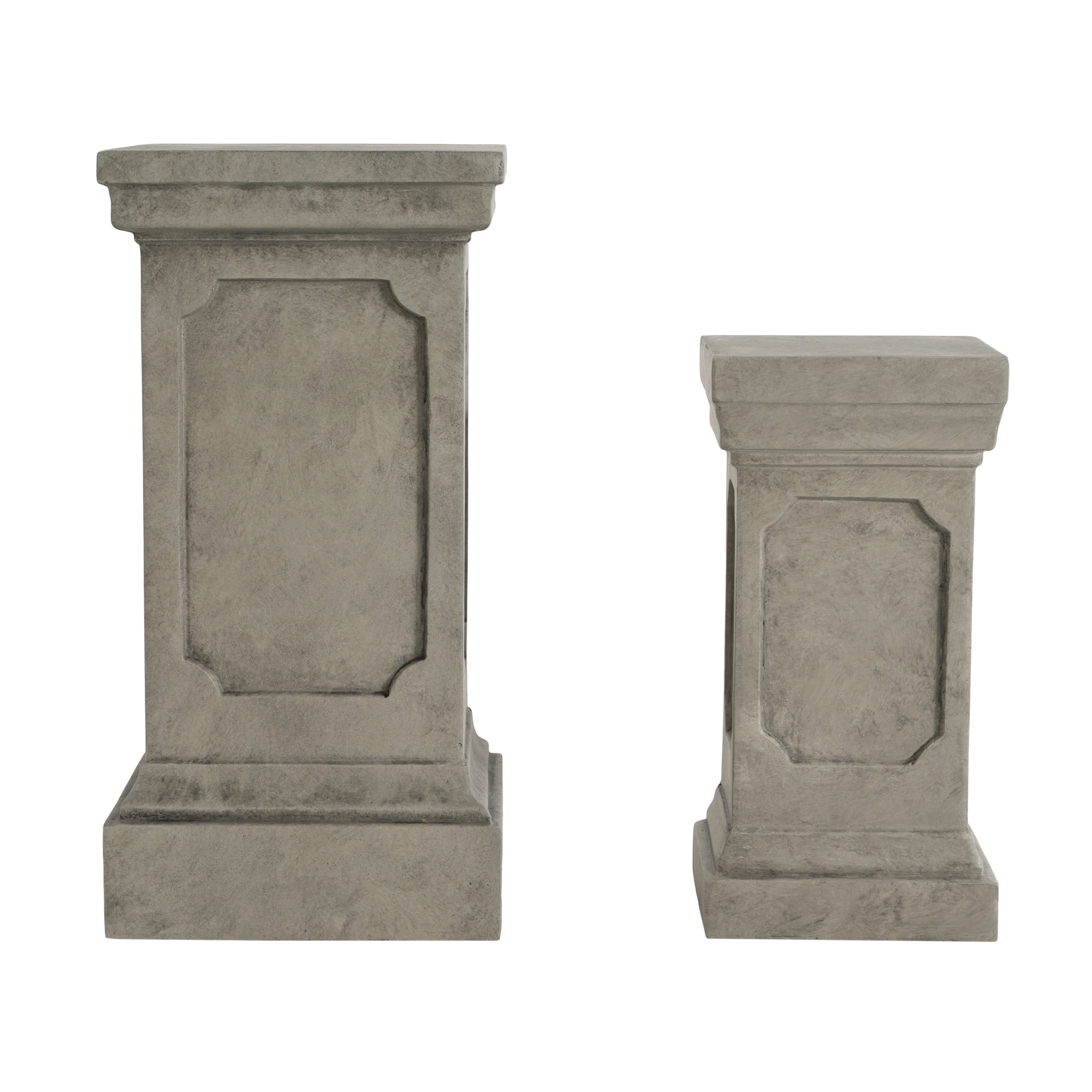 Christopher Knight Home Outdoor Classic Plant Stand with Square Pedestal, Light Gray, Set of 2