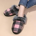 thumbnail image 6 of CHICVOMEY House Slippers for Women & Men Checkered Plaid Memory Foam Slippers with Fuzzy Faux Fur Non-Slip Cozy House Slippers, 6 of 6
