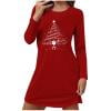 thumbnail image 2 of Stamzod Christmas Night Gowns for Adult Women Fall Winter Long Sleeve Casual Sleep Dress Xmas Holiday Women's Sleepwear Red L, 2 of 7