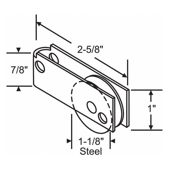 Manufacturer Varies Roller, 1 in W, 2 5/8 in L, Gray 9-279