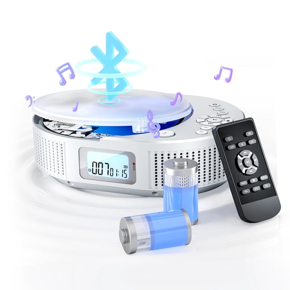 FELEMAN Boombox Portable CD Player with Bluetooth and Remote,Stereo Speakers, FM Radio,Rechargeable CD Player Boombox for Car,Home,Kids,Gift