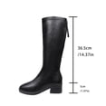 thumbnail image 2 of Eltusu Women Mid Calf Boots, No Slip Waterproof Thermal Low Heel Riding Boots Black Size 6, 2 of 3