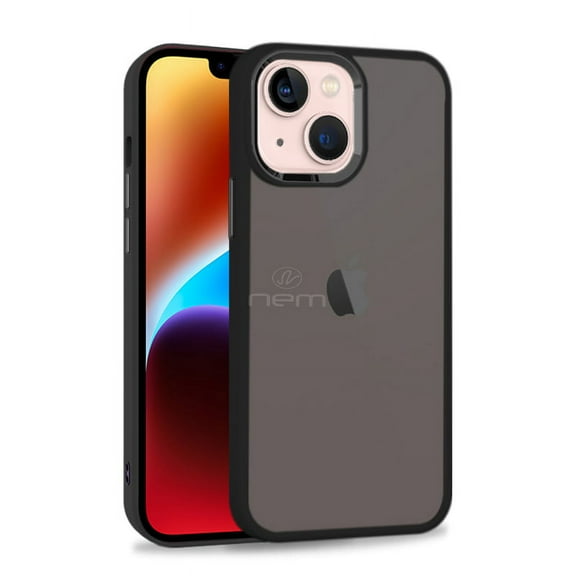 For Apple iPhone 14 6.1 inch Chrome Cam Bumper Matte Shockproof Protective Hybrid Case Cover Black