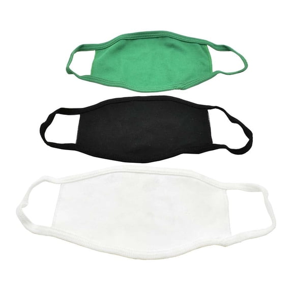 Interstate Safety 40360 Reusable Unisex Face Masks Assorted Kit with Round/Ear Loop - 100% Cotton (WHITE / BLACK / GREEN)