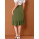 thumbnail image 5 of INSPIRE CHIC Falda asimétrica con dobladillo con volantes de color sólido y cintura alta con decoración de botones para mujer ejercito verde S, 5 of 6