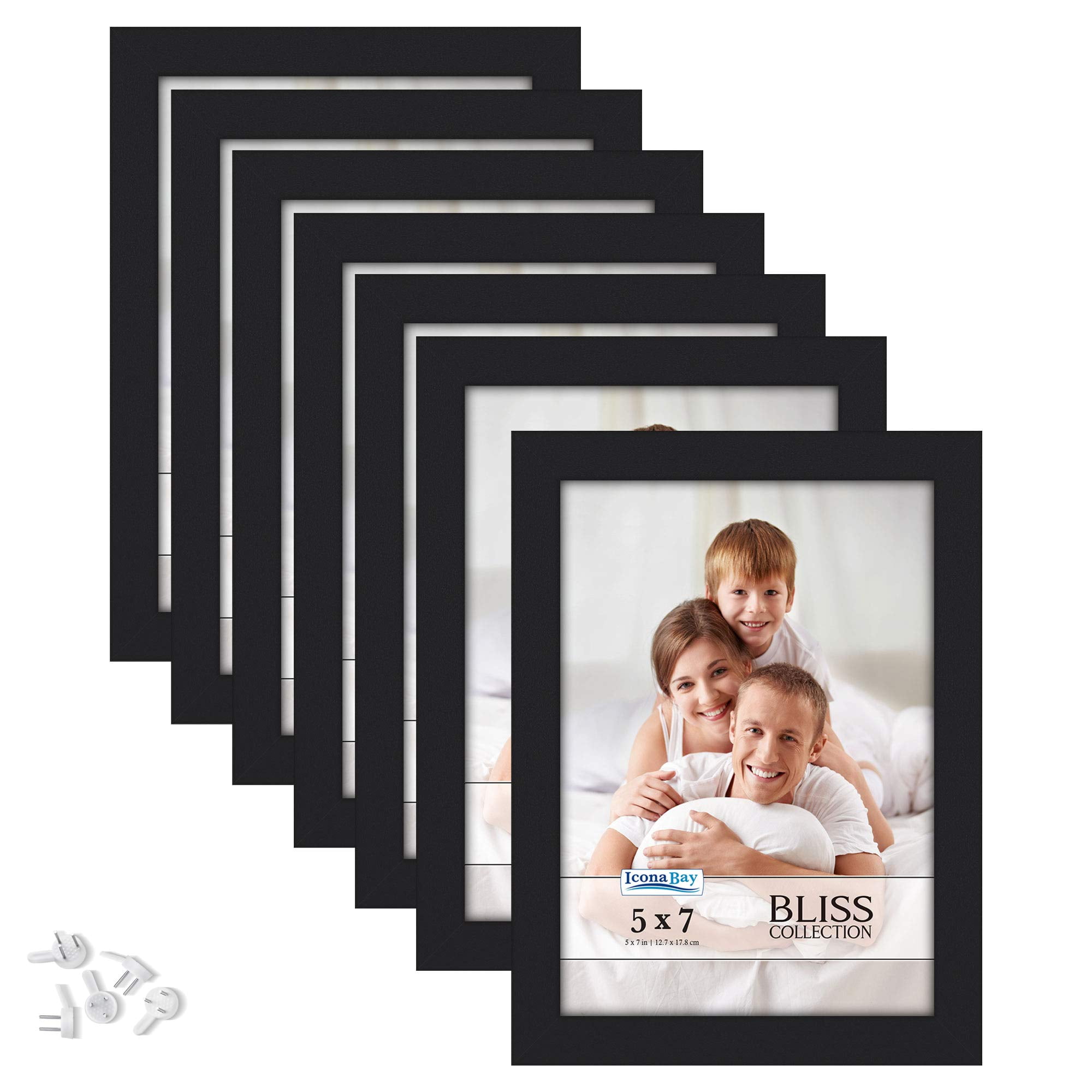 Icona Bay 5x7 Black Picture Frames, Modern Contemporary Style, 12 Pack