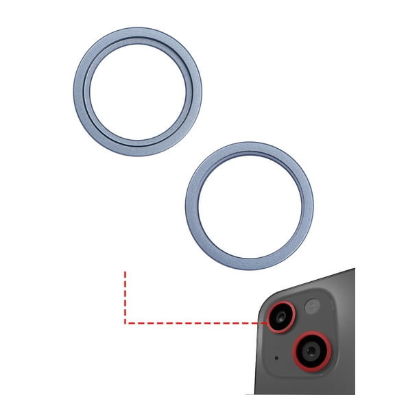 Replacement Back Camera Bezel Ring Only Compatible For iPhone 14 / 14 Plus (Blue) (2 Piece Set)