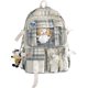 thumbnail image 1 of Mochila kawaii a cuadros con pin, mochila estética para niñas, mochila japonesa con accesorios, mochila escolar para adolescentes., 1 of 5