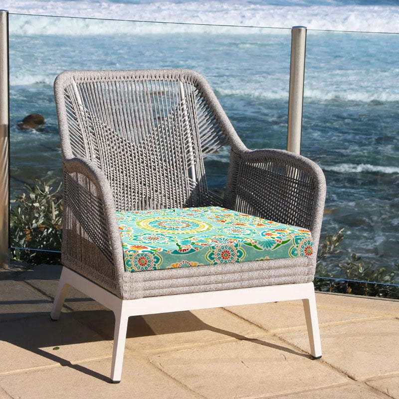 MAGPIE Indoor Outdoor 20" x 18"x 4" Chair Cushion Cover Replacement 2 Pack, NO Insert! Seat Cushion for Patio Garden Chair Sofa Bench Wicker(Cyan Circle)