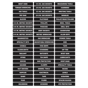 Toolbox Organizational Magnetic Rounded Labels Ultimate Set by DCM Solutions (Black, 0.75"H x 4.5"W)