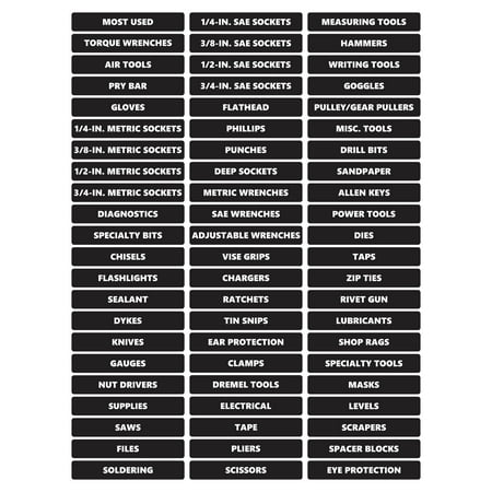 

Toolbox Organizational Magnetic Rounded Labels Ultimate Set by DCM Solutions (Black 0.75 H x 4.5 W)