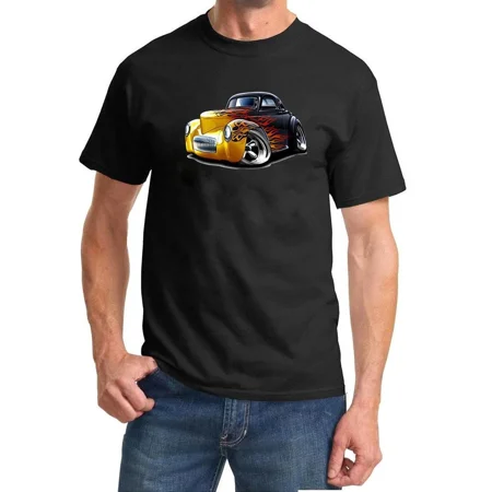 Reprint Rare 1941 Willys Flames Hot Rod Full Color Tshirt NEW FREE SHIPPING