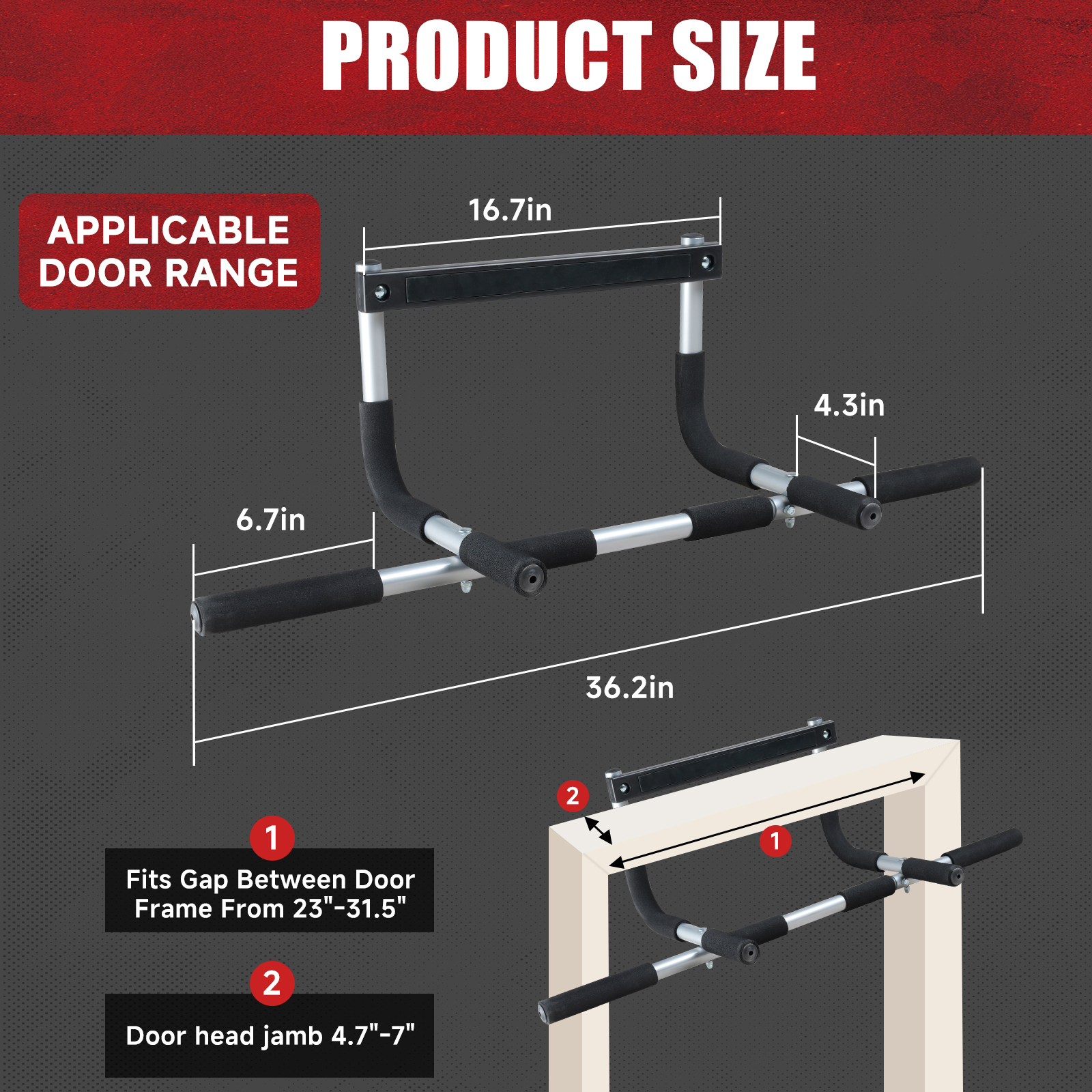Leikefitness Doorway pull-up bar, adjustable portable upper body fitness workout for home gyms